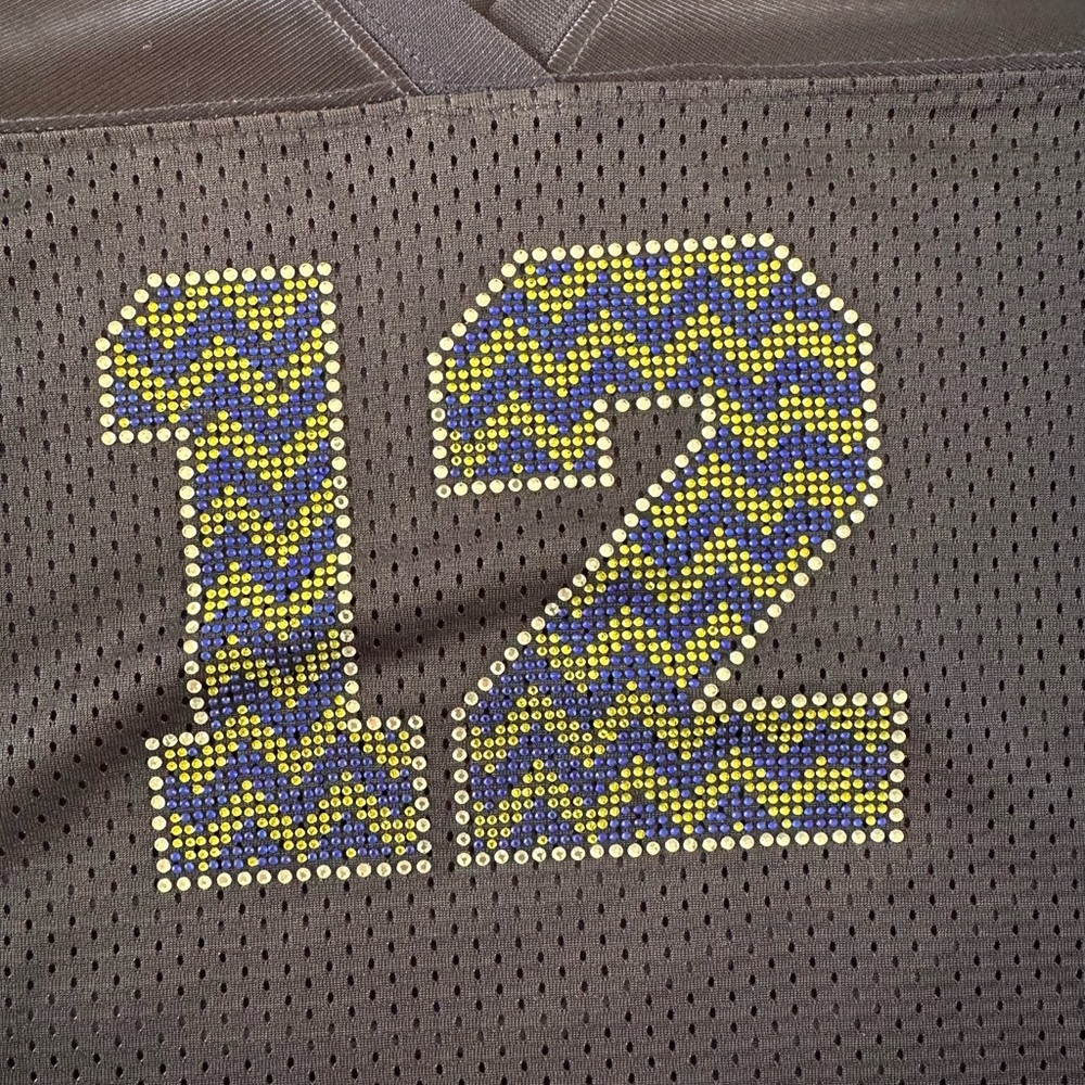 Women’s Seattle Seahawks 12th Man Rhinestone Jersey Top- Large